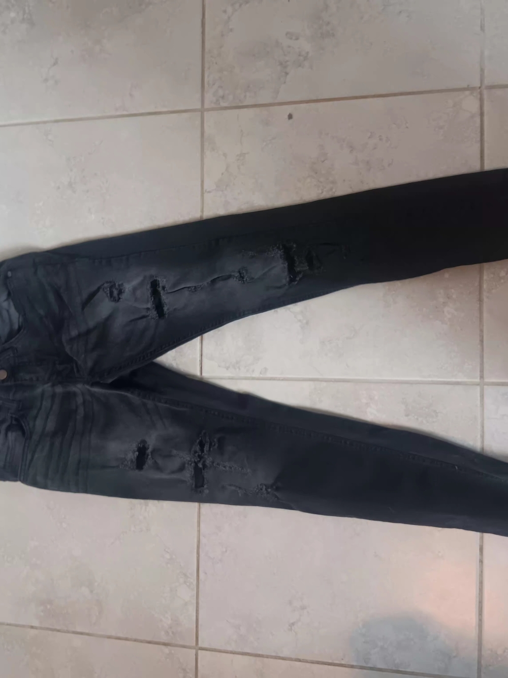 Indigo Black Skinny Ripped Jeans